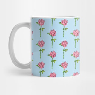 Beautiful pattern | Pink rose with blue background Mug